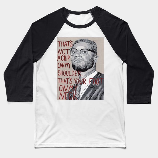 Malcom X Baseball T-Shirt by cheyroseart